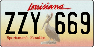 LA license plate ZZY669