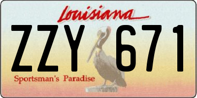 LA license plate ZZY671