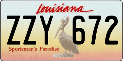 LA license plate ZZY672