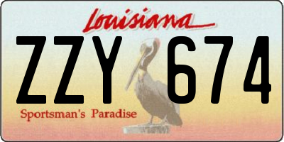 LA license plate ZZY674