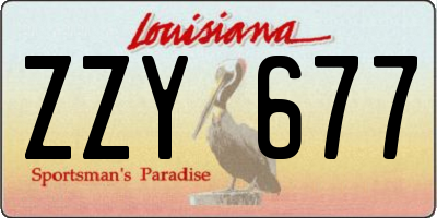 LA license plate ZZY677