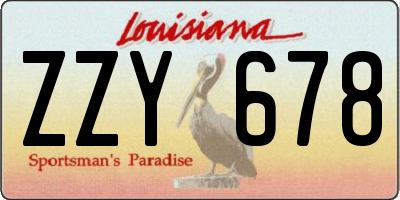 LA license plate ZZY678