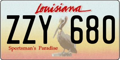 LA license plate ZZY680