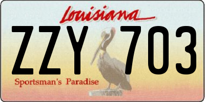 LA license plate ZZY703