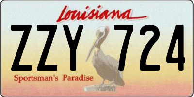 LA license plate ZZY724