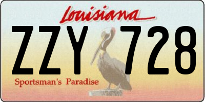 LA license plate ZZY728