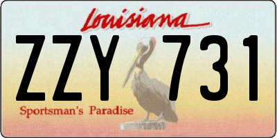 LA license plate ZZY731