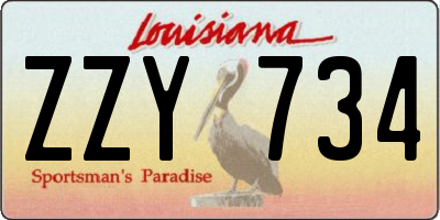 LA license plate ZZY734