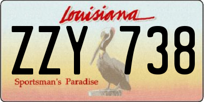 LA license plate ZZY738