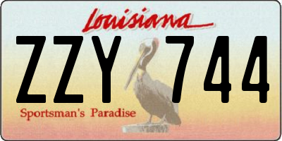 LA license plate ZZY744