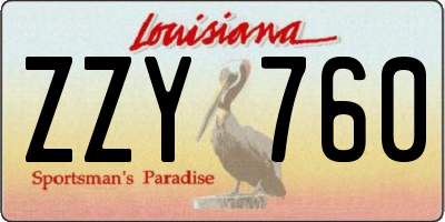 LA license plate ZZY760