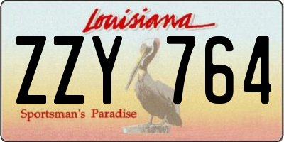 LA license plate ZZY764