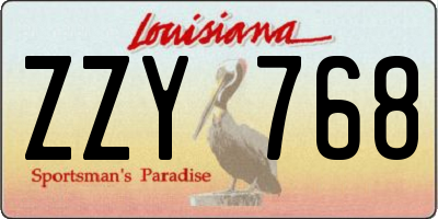 LA license plate ZZY768