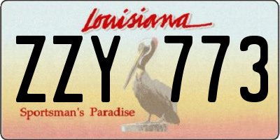 LA license plate ZZY773