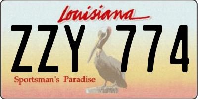 LA license plate ZZY774