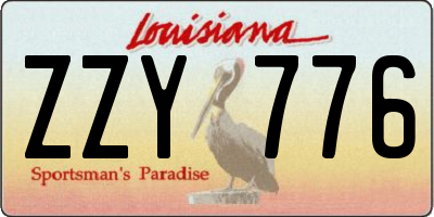 LA license plate ZZY776
