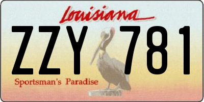 LA license plate ZZY781