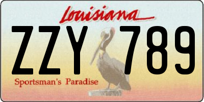LA license plate ZZY789