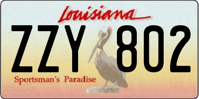LA license plate ZZY802