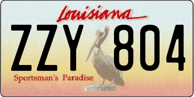 LA license plate ZZY804