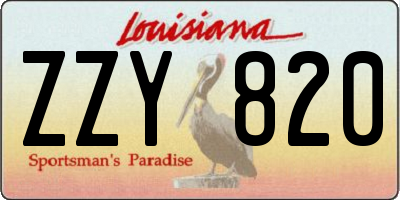 LA license plate ZZY820