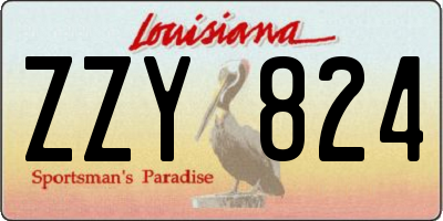 LA license plate ZZY824