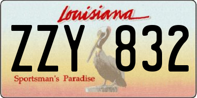 LA license plate ZZY832