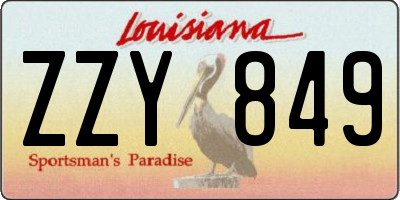 LA license plate ZZY849