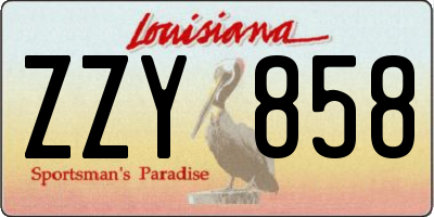 LA license plate ZZY858