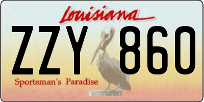 LA license plate ZZY860