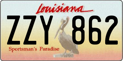 LA license plate ZZY862