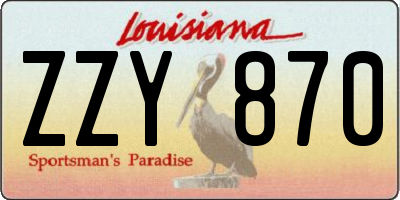 LA license plate ZZY870