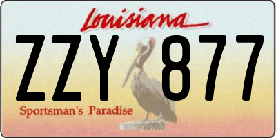 LA license plate ZZY877