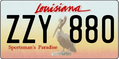 LA license plate ZZY880