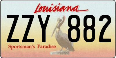 LA license plate ZZY882