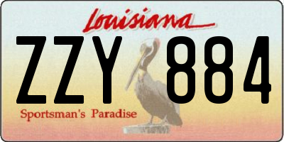 LA license plate ZZY884