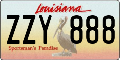 LA license plate ZZY888