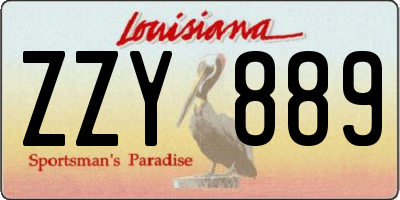 LA license plate ZZY889
