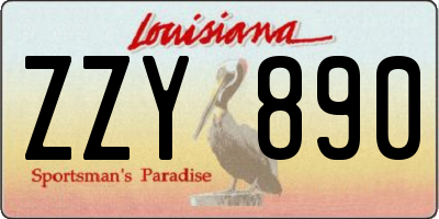 LA license plate ZZY890