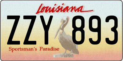 LA license plate ZZY893