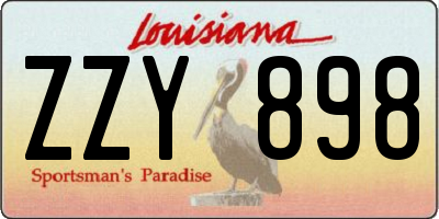 LA license plate ZZY898