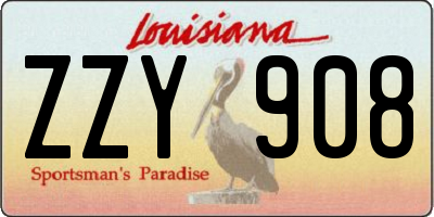 LA license plate ZZY908