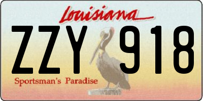 LA license plate ZZY918