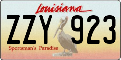 LA license plate ZZY923