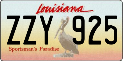 LA license plate ZZY925