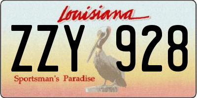 LA license plate ZZY928