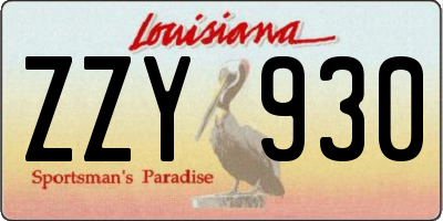 LA license plate ZZY930