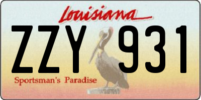 LA license plate ZZY931