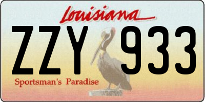 LA license plate ZZY933