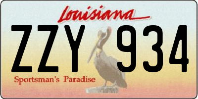 LA license plate ZZY934